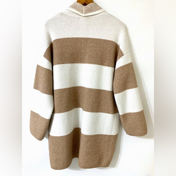 Gentle Fawn Tan and White Striped Cardigan oversized - Picture 8 of 10